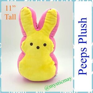 11” Tall PEEPS Pink w Yellow Marshmallow Bunny Rabbit Plush Stuffed Animal